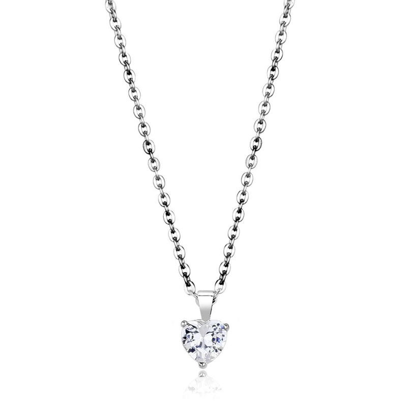 Lo4171-16+2 - Rhodium Brass Chain Pendant With Aaa Grade Cz In Clear - 16"+2"