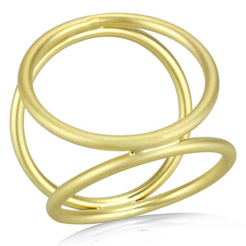 Lo4247 - Matte Gold Brass Ring With No Stone - 5