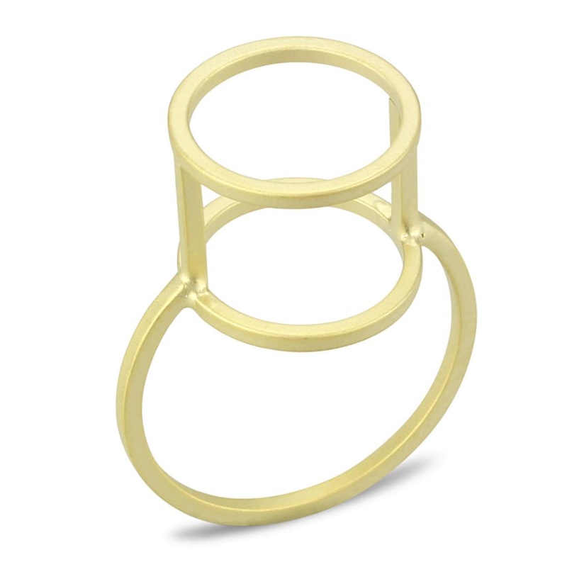 Lo4252 - Matte Gold Brass Ring With No Stone - 4