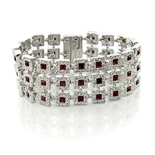Lo444 - Rhodium Brass Bracelet With Top Grade Crystal In Siam
