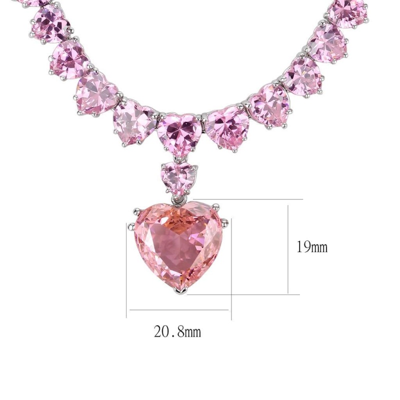 Lo4705 - Rhodium Brass Necklace With Aaa Grade Cz In Rose - 18"