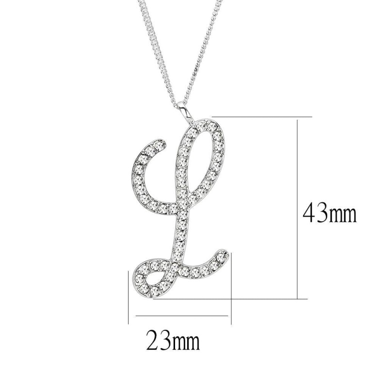 Silver Brass Chain Pendant With Top Grade Crystal In Clear