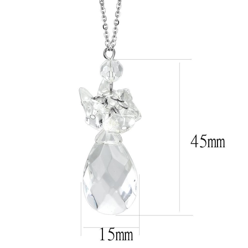Lo4711 - Rhodium Brass Chain Pendant With Aaa Grade Cz In Clear - 16"