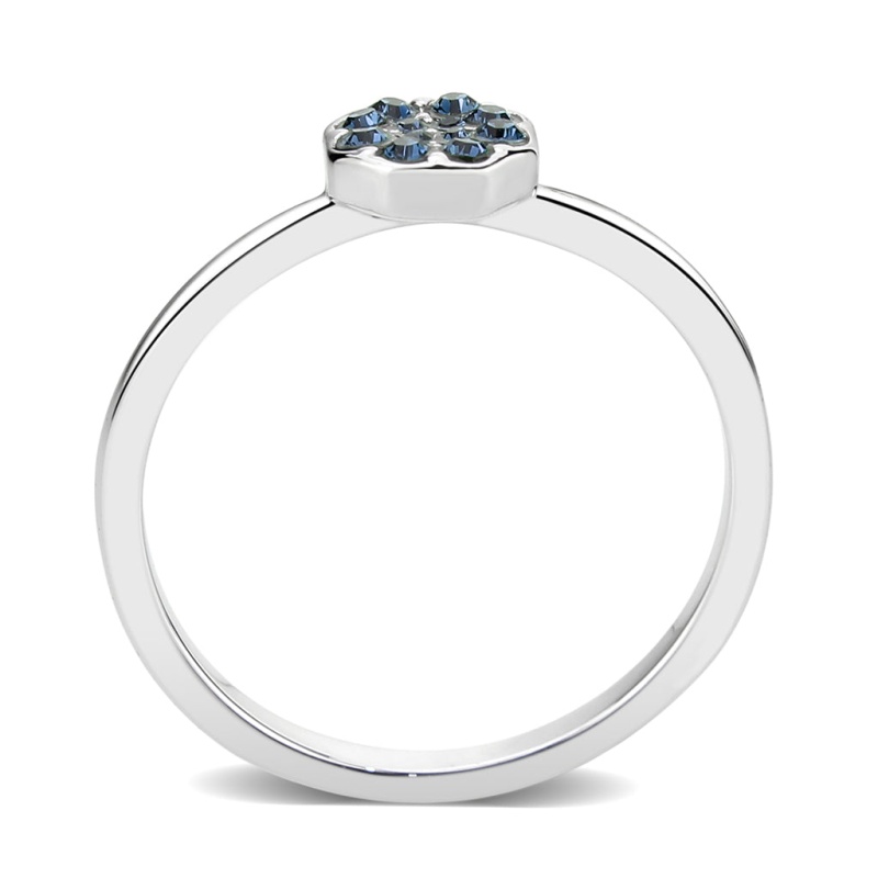 Lo4768 - Rhodium Brass Ring With Top Grade Crystal In Montana
