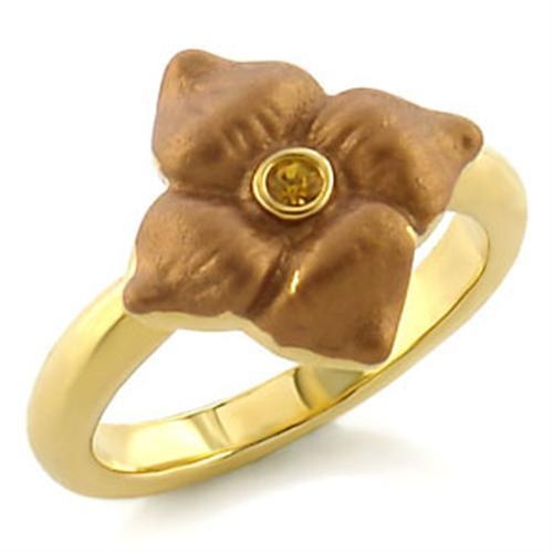 Lo527 - Gold White Metal Ring With Top Grade Crystal In Topaz