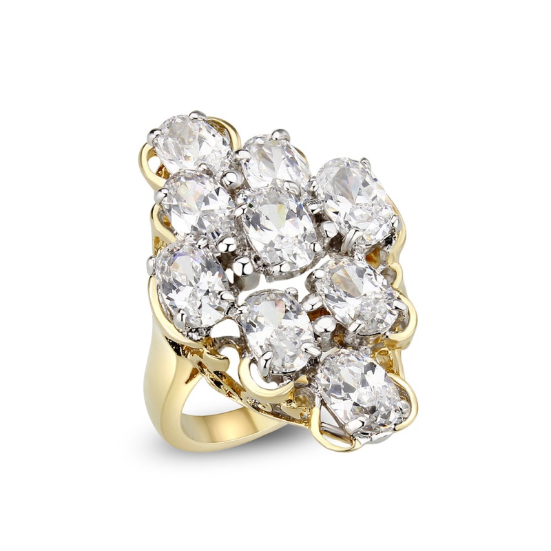 Lo5w005- Ip Gold Plated Ring With Cz In Clear