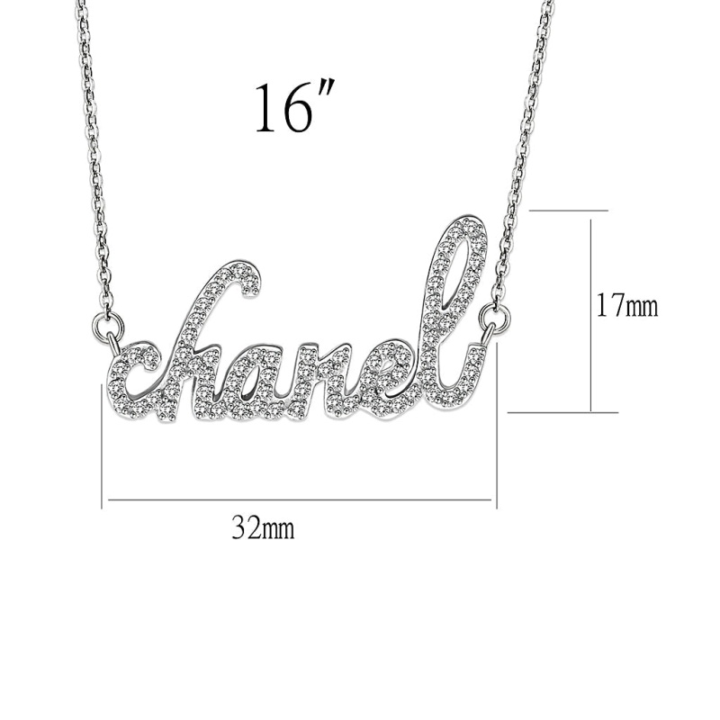 Lo5w117- Brass Pendant With 16" Chain With Clear Crystal Glass In Rhodium Plated - 16"