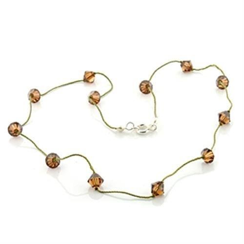 Lo738 - Brass Necklace With Top Grade Crystal In Smoky Topaz - 16"