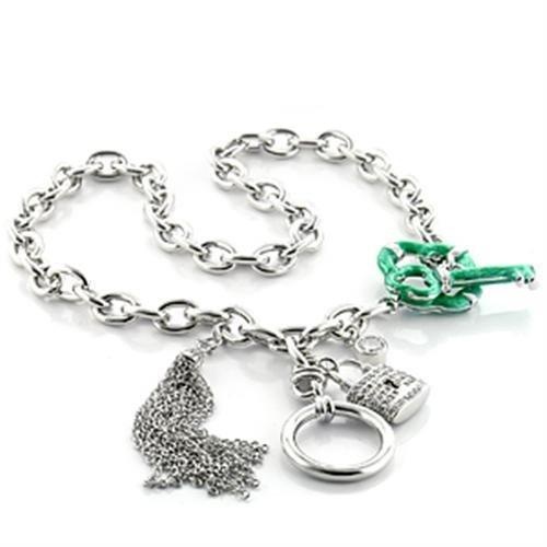 Lo742 - Imitation Rhodium Brass Necklace With Aaa Grade Cz In Clear - 16"