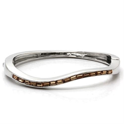 Lo858 - Imitation Rhodium Brass Bangle With Top Grade Crystal In Citrine Yellow - 8"
