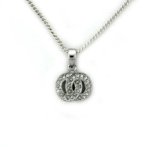 Loa1163 - Rhodium Brass Chain Pendant With Top Grade Crystal In Clear - 16"