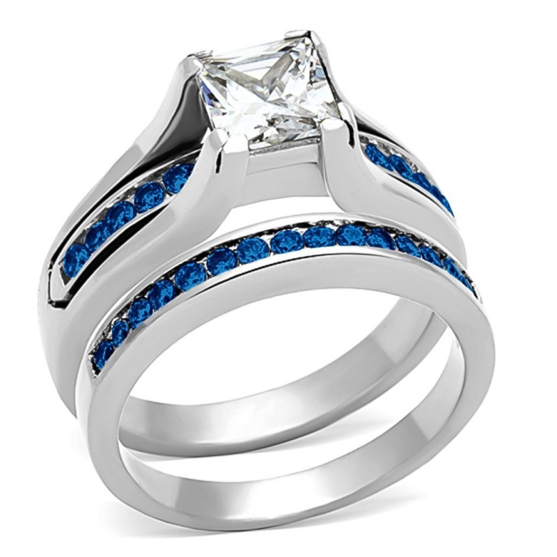 Loa1363 - High Polished (No Plating) Stainless Steel Ring With Aaa Grade Cz In Multi Color