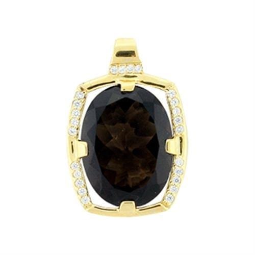 Gold 925 Sterling Silver Pendant With Aaa Grade Cz In Smoky Topaz