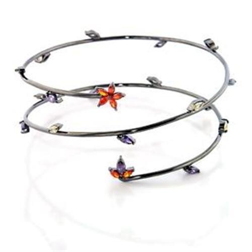Ruthenium Brass Arm Loop With Aaa Grade Cz In Multi Color