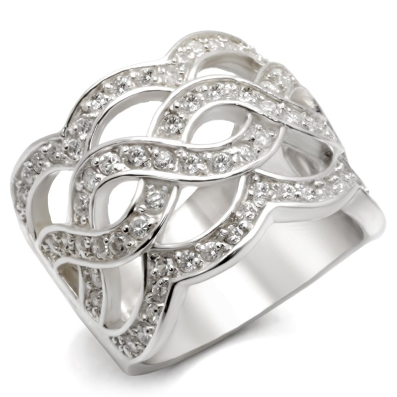 Loa553 - Rhodium 925 Sterling Silver Ring With Aaa Grade Cz In Clear
