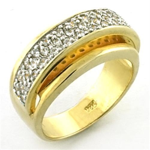 Loa648 - Gold+Rhodium 925 Sterling Silver Ring With Aaa Grade Cz In Clear