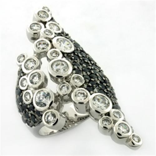 Loa670 - Rhodium Brass Ring With Aaa Grade Cz In Multi Color