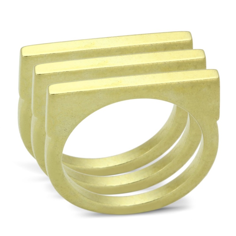 Loa851 - Matte Gold Brass Ring With No Stone