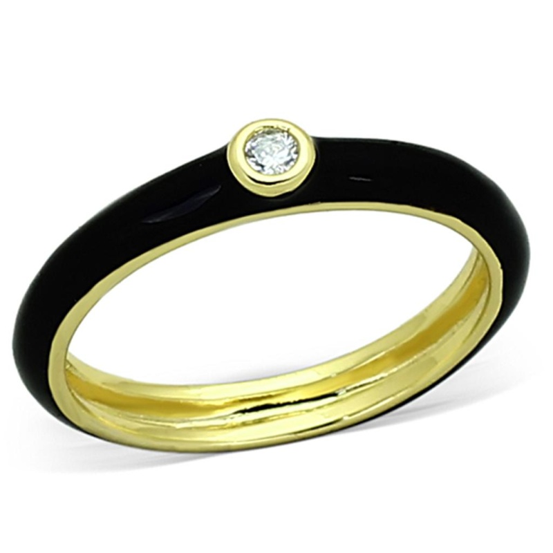 Loa896 - Gold Brass Ring With Aaa Grade Cz In Clear