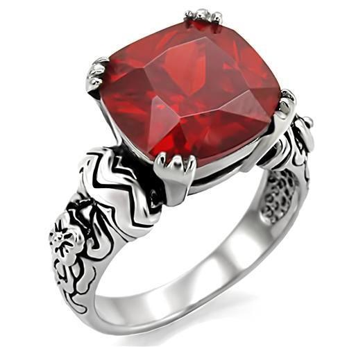 Loa959 - High Polished (No Plating) Stainless Steel Ring With Aaa Grade Cz In Siam - 5