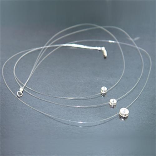 Los002 - Silver 925 Sterling Silver Necklace With Aaa Grade Cz In Clear - 16"