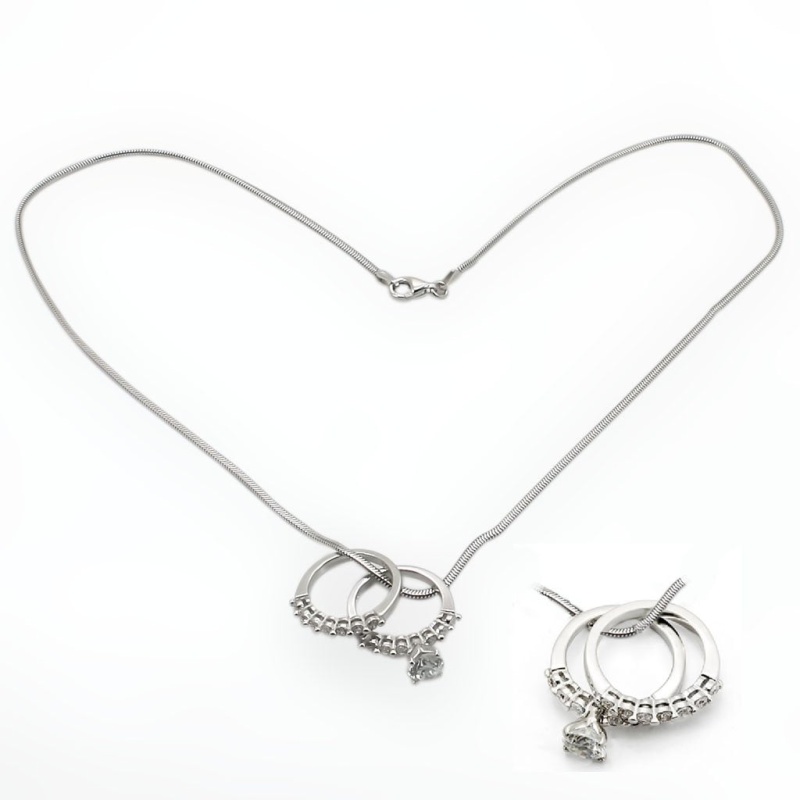Los144 - Rhodium 925 Sterling Silver Pendant With Aaa Grade Cz In Clear - 18"