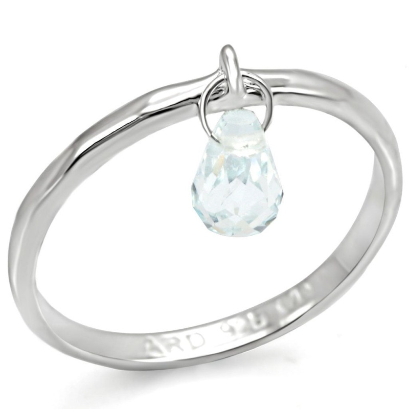 Los318 - Silver 925 Sterling Silver Ring With Genuine Stone In Aquamarine