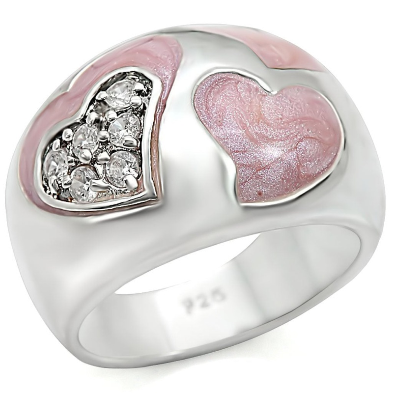 Los467 - Rhodium 925 Sterling Silver Ring With Aaa Grade Cz In Clear - 5