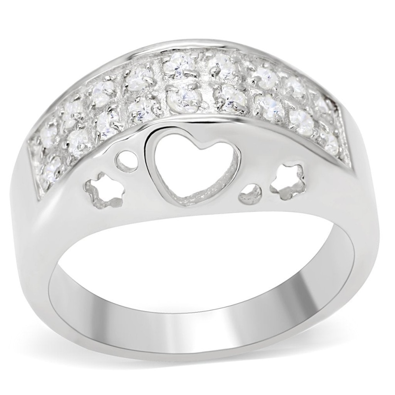 Los506 - Silver 925 Sterling Silver Ring With Aaa Grade Cz In Clear - 7