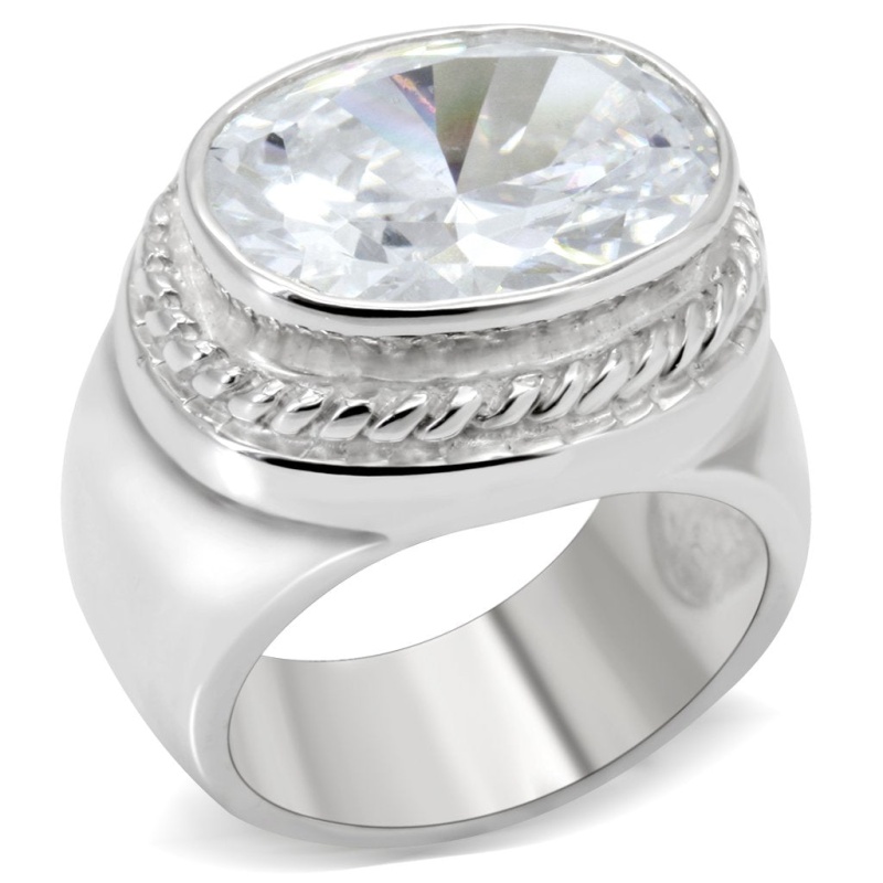 Los519 - Silver 925 Sterling Silver Ring With Aaa Grade Cz In Clear - 7