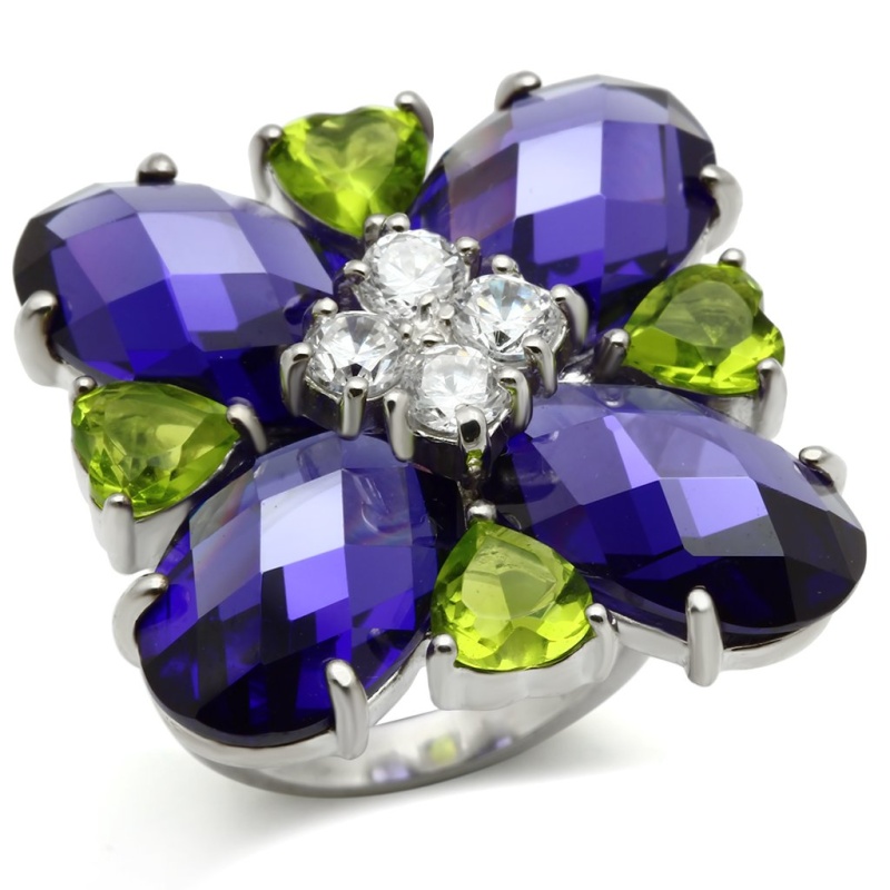 Flynn Cocktail Ring - 925 Sterling Silver, Aaa Cz , Multi Color - Los534