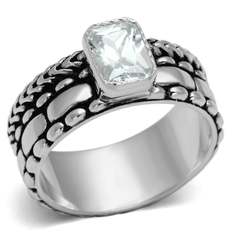 Los553 - Silver 925 Sterling Silver Ring With Aaa Grade Cz In Clear