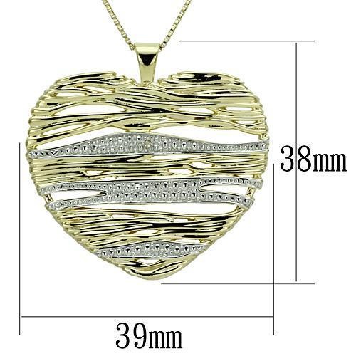 Los599 - Gold+Rhodium 925 Sterling Silver Necklace With Aaa Grade Cz In Clear - 18"