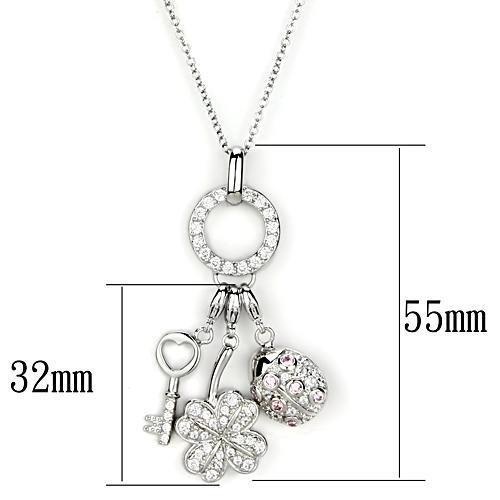 Los609 - Silver 925 Sterling Silver Necklace With Aaa Grade Cz In Multi Color - 18"