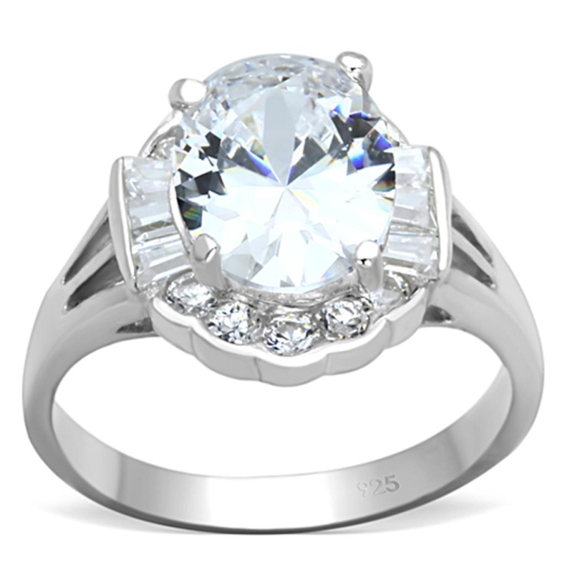 Los701 - Silver 925 Sterling Silver Ring With Aaa Grade Cz In Clear - 7