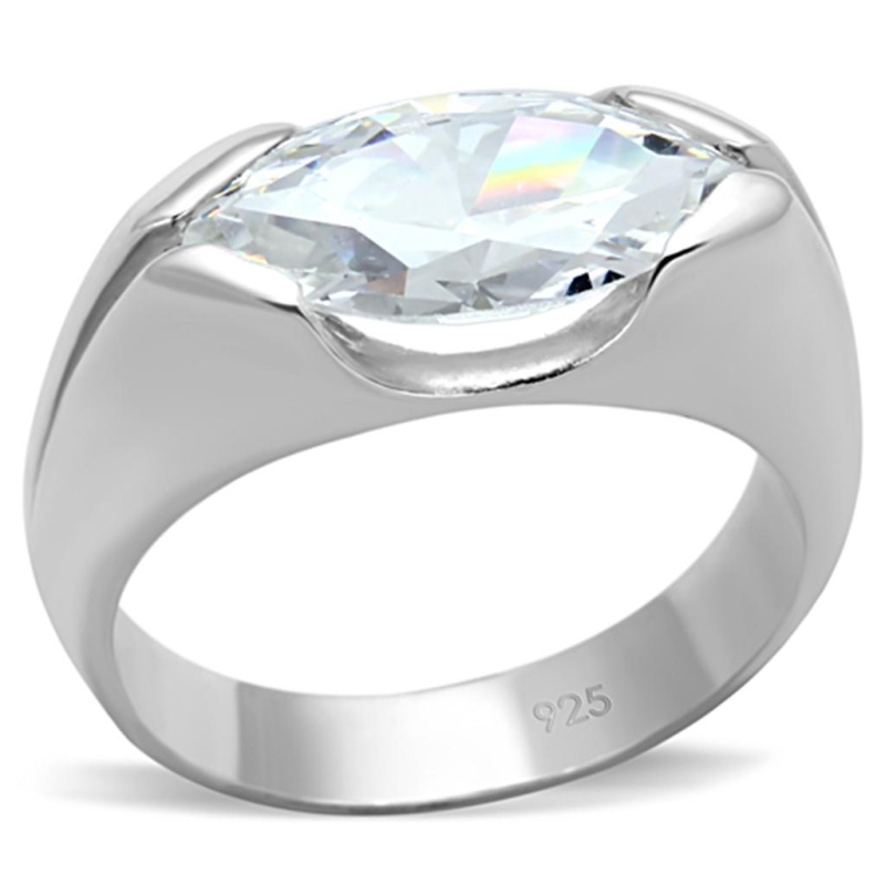 Los704 - Silver 925 Sterling Silver Ring With Aaa Grade Cz In Clear - 7