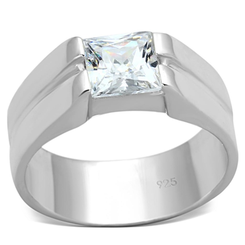 Los708 - Silver 925 Sterling Silver Ring With Aaa Grade Cz In Clear - 7