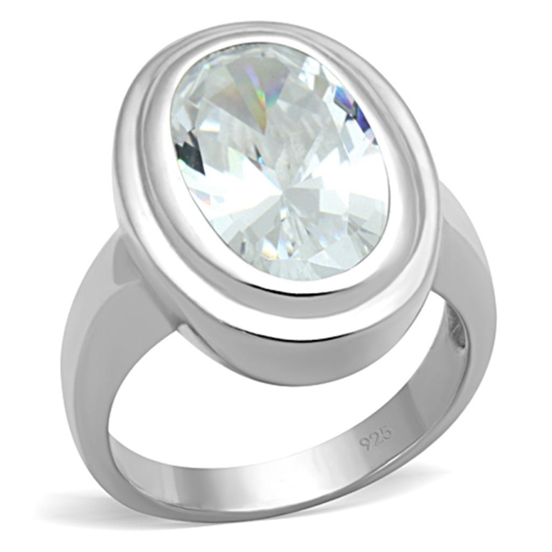 Los728 - Silver 925 Sterling Silver Ring With Aaa Grade Cz In Clear - 7