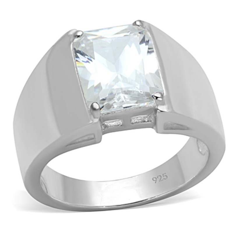 Los741 - Silver 925 Sterling Silver Ring With Aaa Grade Cz In Clear - 7