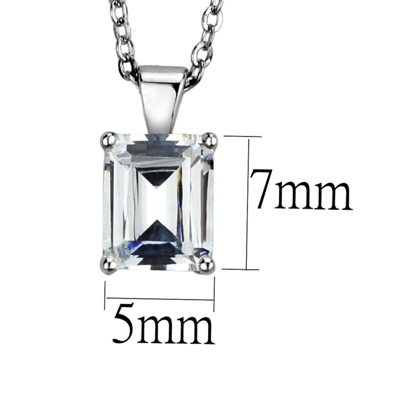 Los896 - Rhodium 925 Sterling Silver Chain Pendant With Aaa Grade Cz In Clear - 18"