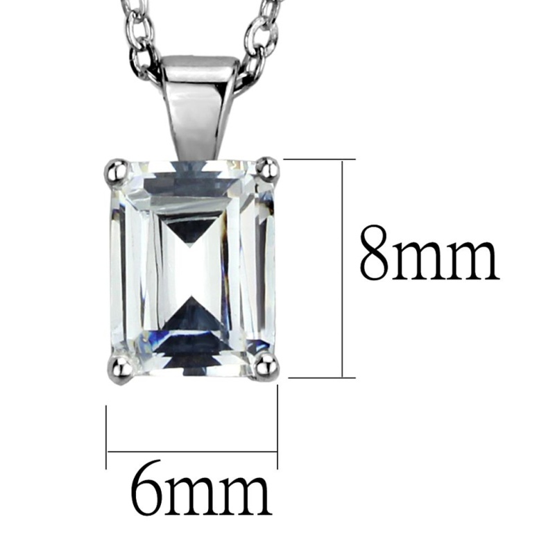 Los897 - Rhodium 925 Sterling Silver Chain Pendant With Aaa Grade Cz In Clear - 18"