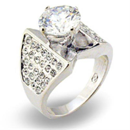 S22110 - Rhodium 925 Sterling Silver Ring With Aaa Grade Cz In Clear