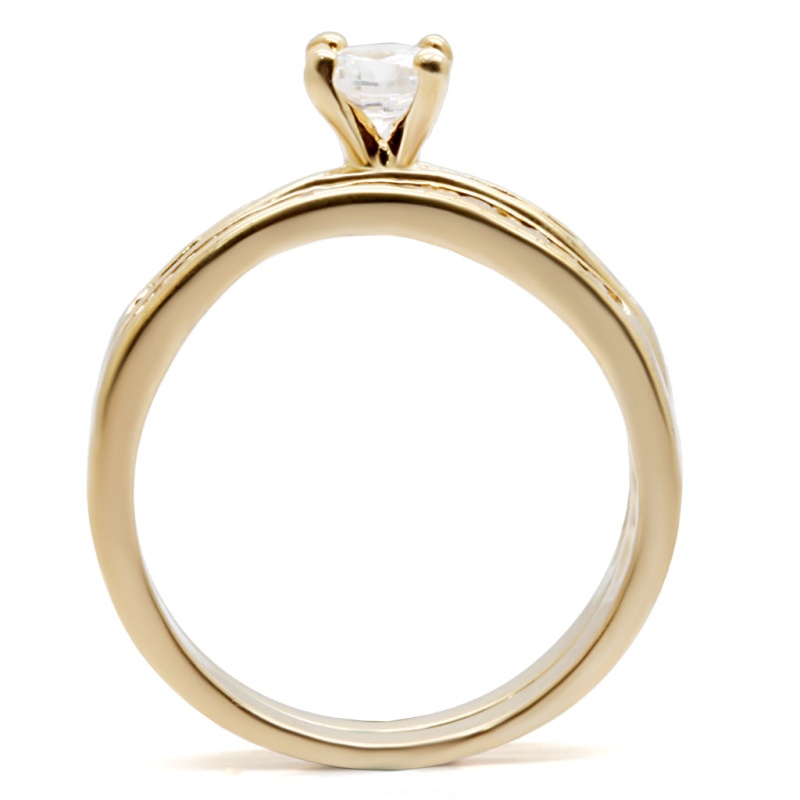 S44610 - High-Polished 925 Sterling Silver Ring With Aaa Grade Cz In Clear