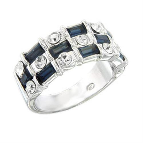 S55206 - Rhodium 925 Sterling Silver Ring With Top Grade Crystal In Montana