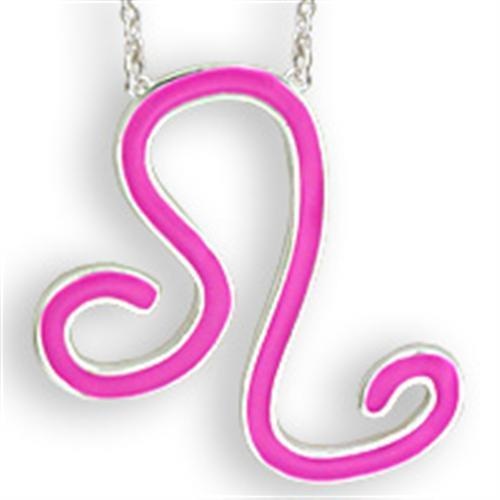 Snk06pink - Silver Brass Chain Pendant With Epoxy In Rose - 18"