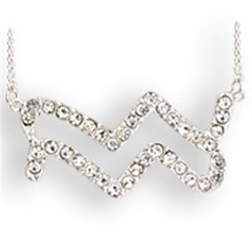 Snk09 - Silver Brass Chain Pendant With Top Grade Crystal In Clear - 18"
