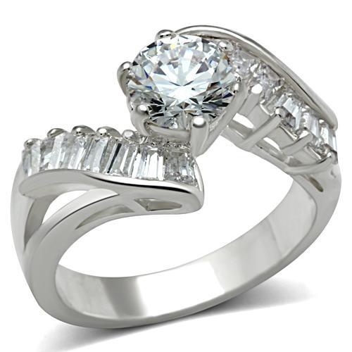 Ss043 - Silver 925 Sterling Silver Ring With Aaa Grade Cz In Clear