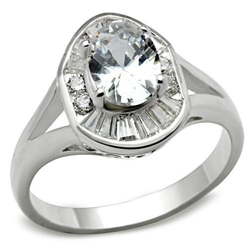 Ss046 - Silver 925 Sterling Silver Ring With Aaa Grade Cz In Clear