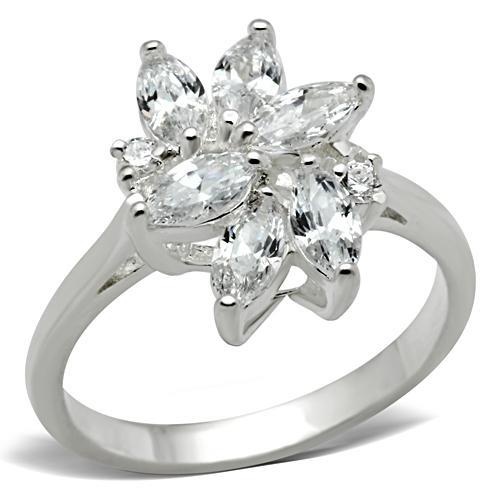 Ss055 - Silver 925 Sterling Silver Ring With Aaa Grade Cz In Clear