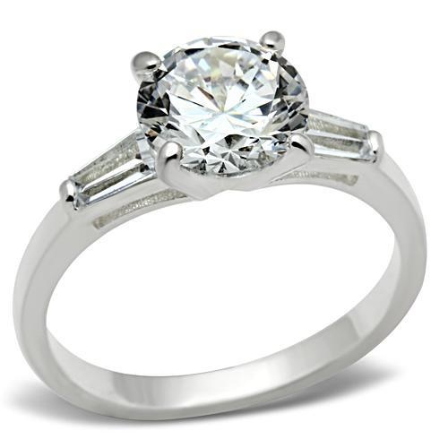 Ss061 - Silver 925 Sterling Silver Ring With Aaa Grade Cz In Clear